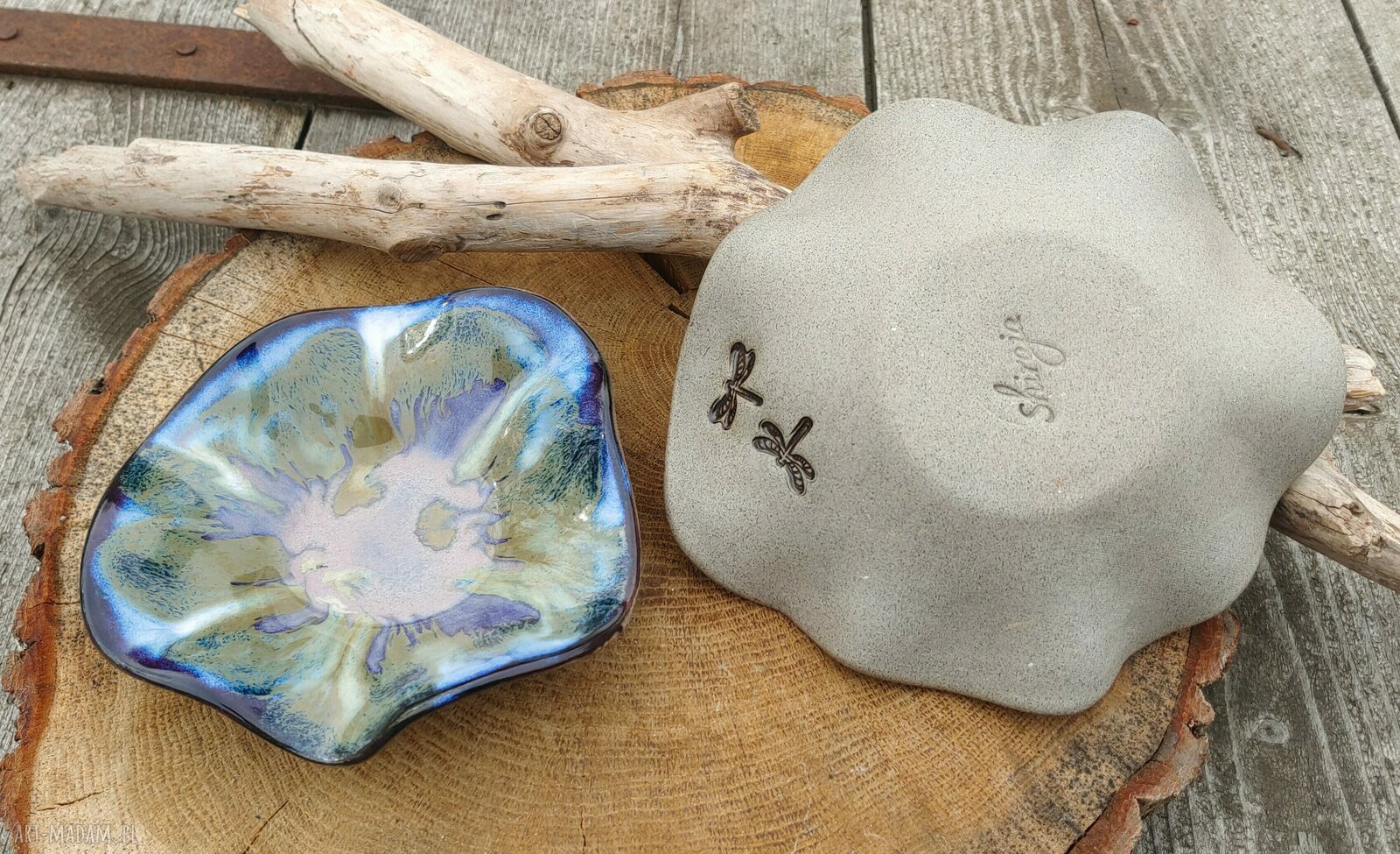 Komplet ceramicznych misek c660 z motywem ważek