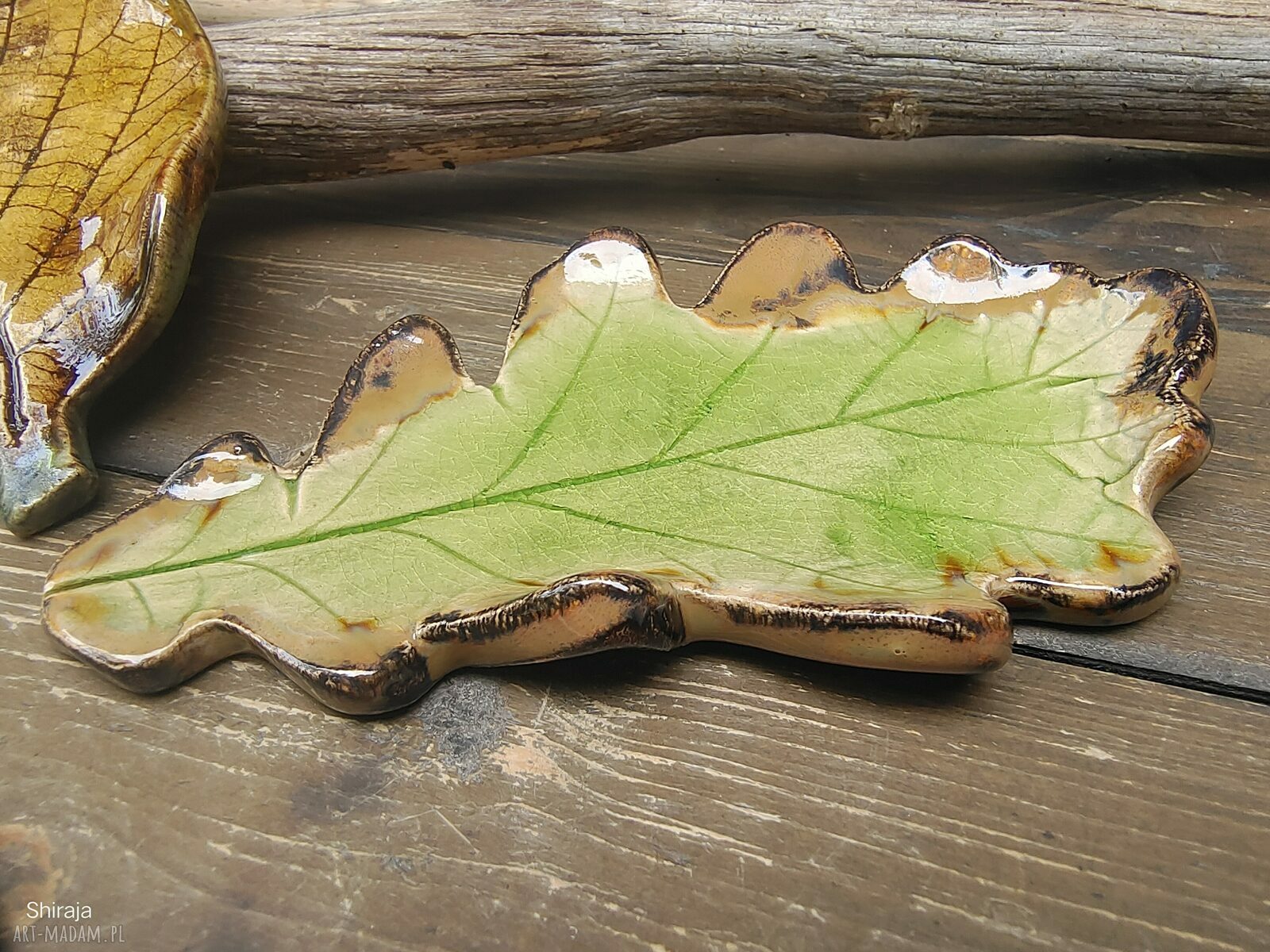 Komplet ceramicznych liści c896 - ręcznie robione talerzyki na biżuterię i tealighty