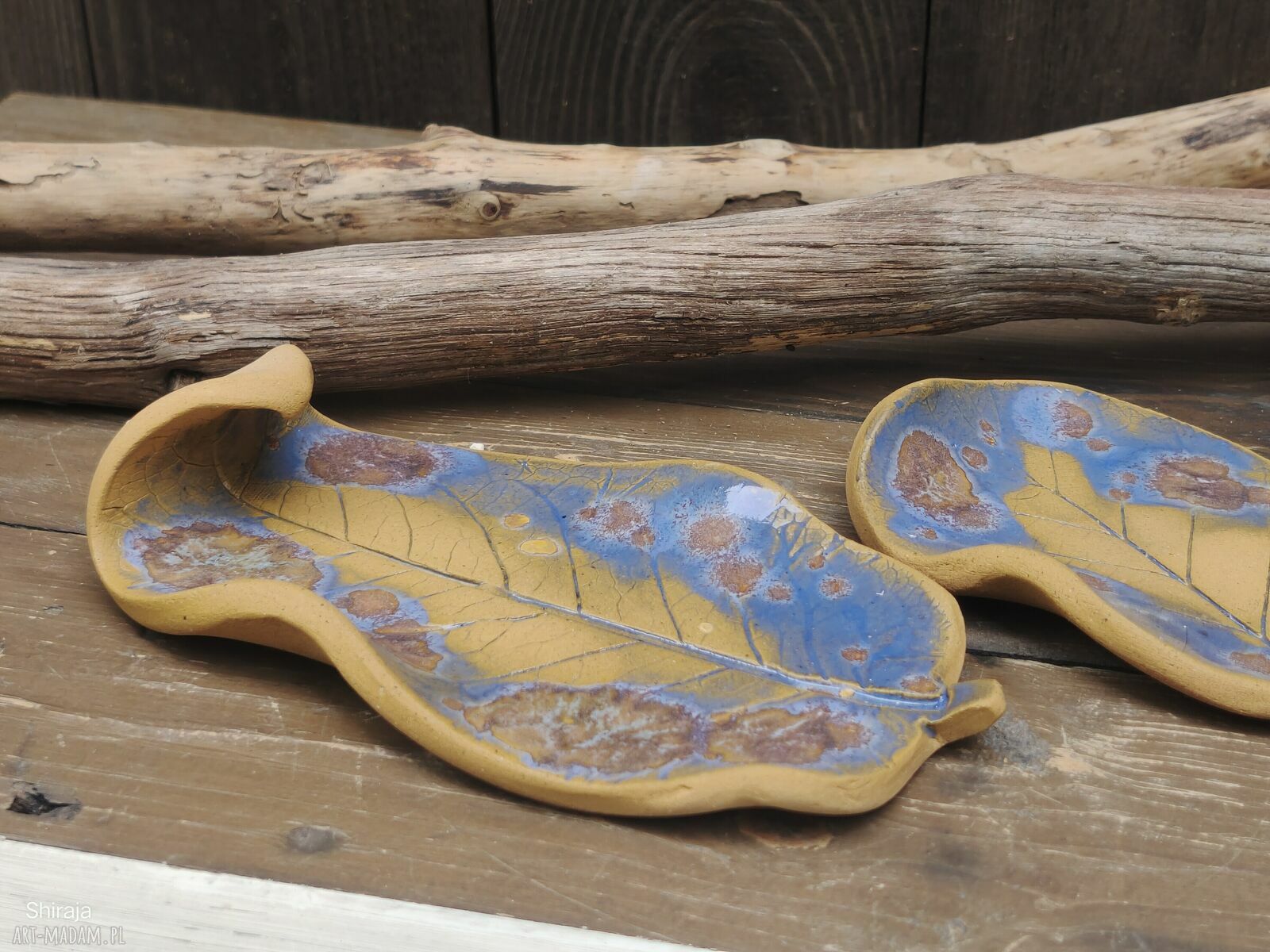 Komplet ceramicznych liści (c891) - pod tealighty, kadzidło i biżuterię