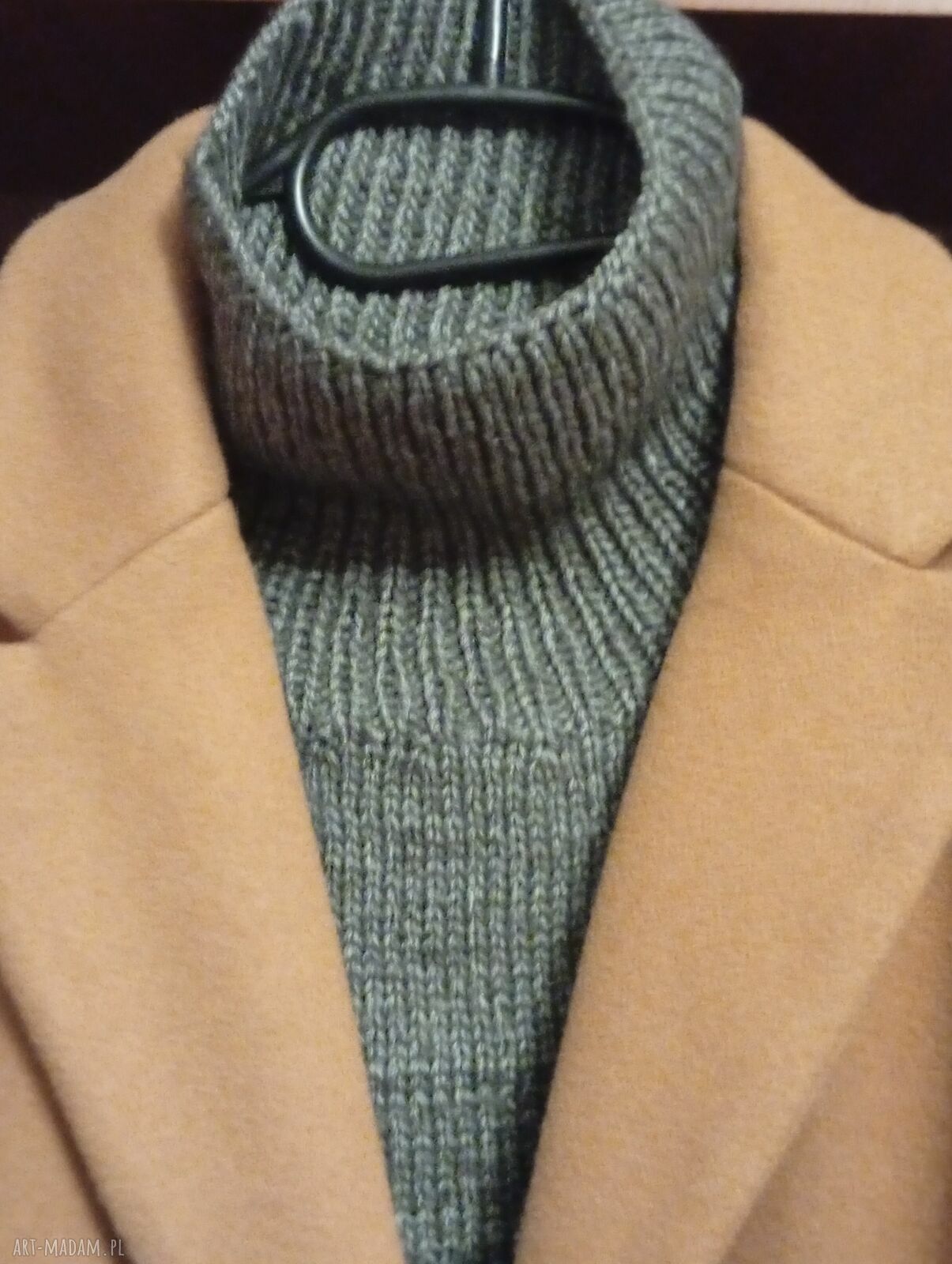 Komplet czapka i komin golf 100% merino - ciemny szary