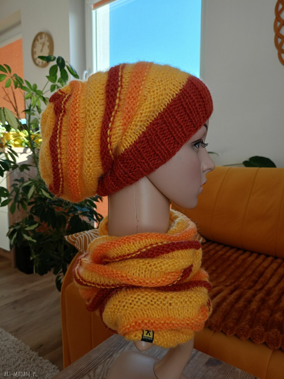 Komplet czapka i komin handmade na zimę ciepły zestaw na prezent