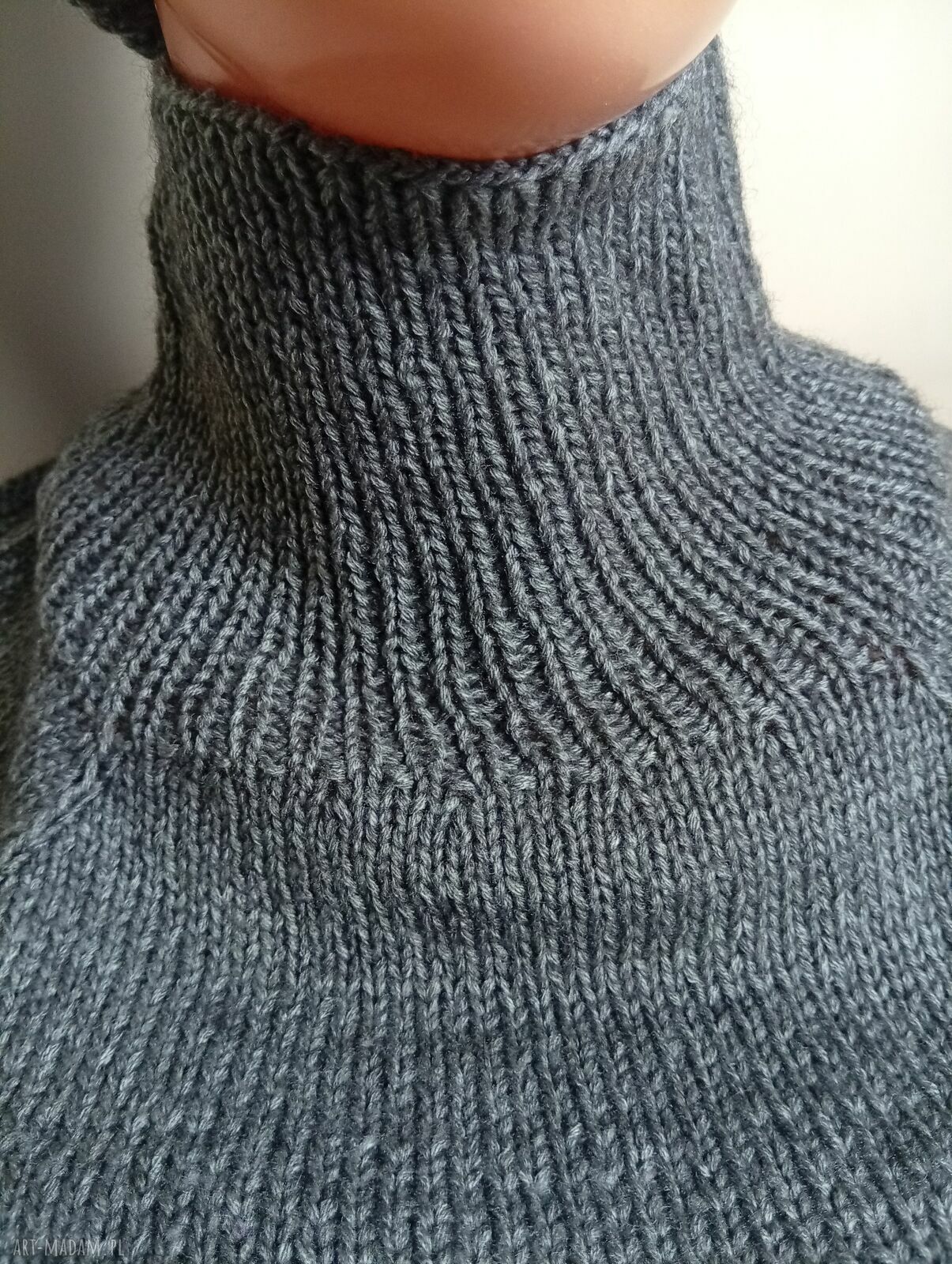 Komplet czapka i komin golf 100% merino - ciemny szary