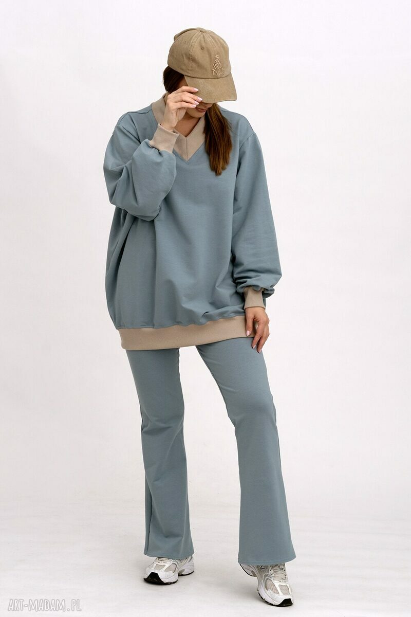Komplet damski „Comfort” niebieski - bawełniany dres oversize