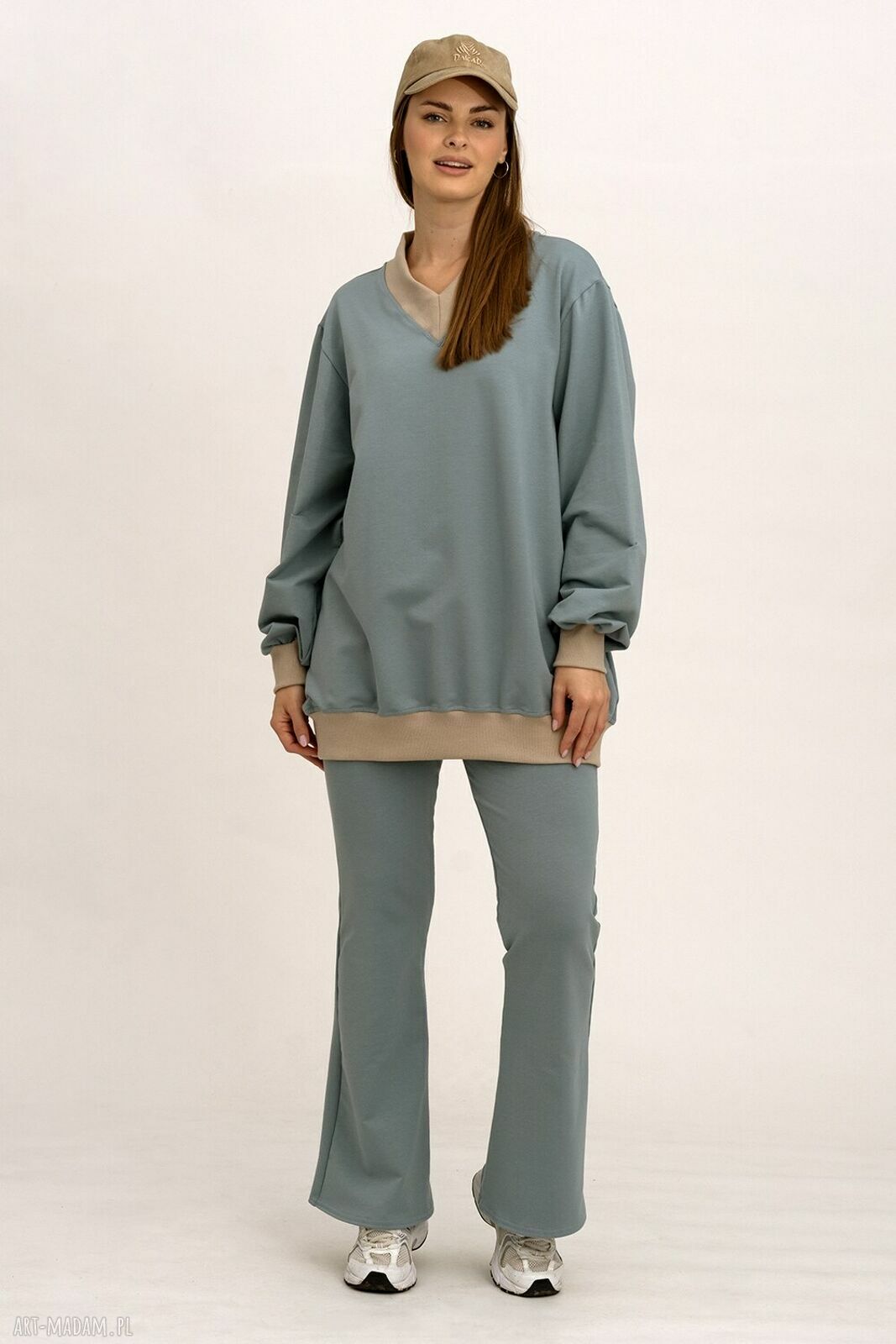 Komplet damski „Comfort” niebieski - bawełniany dres oversize