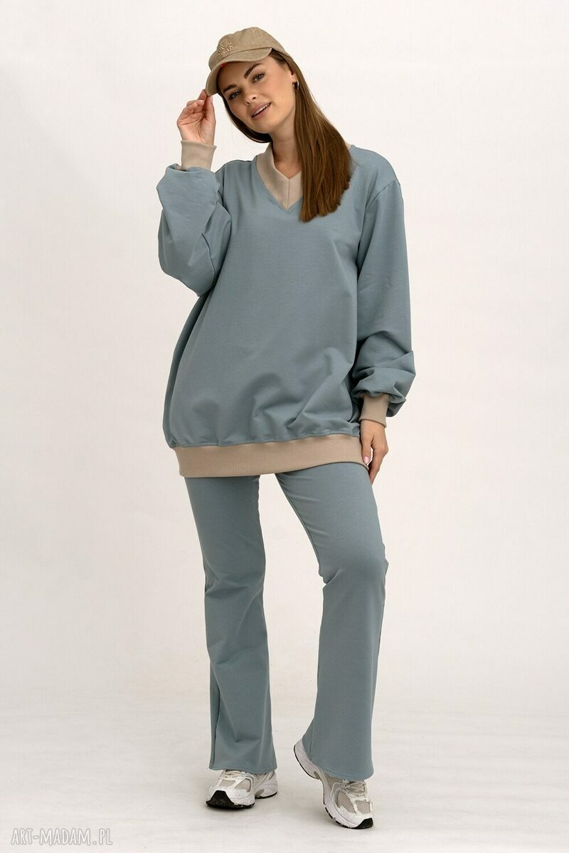 Komplet damski „Comfort” niebieski - bawełniany dres oversize