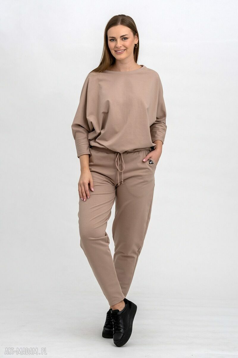 Komplet damski „Verona” cappuccino - wygodny dres z bawełną i elastanem