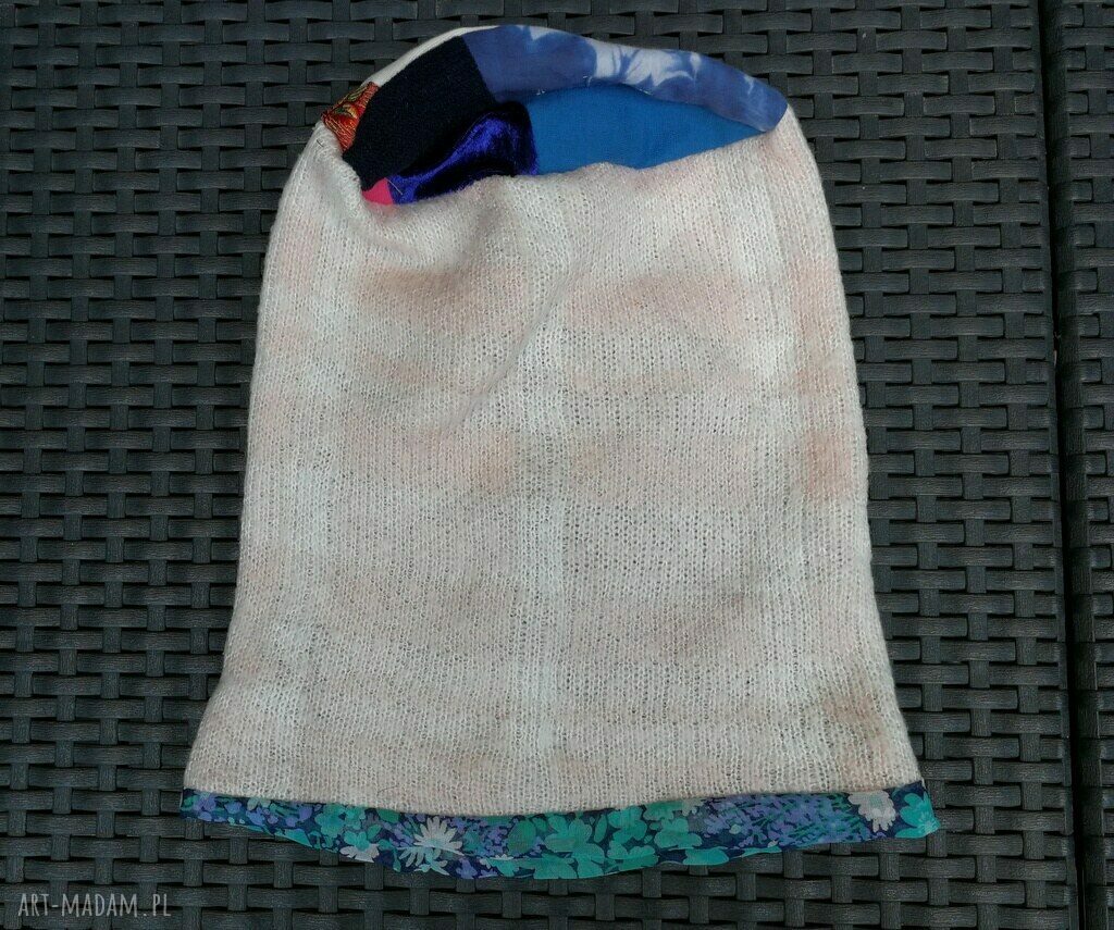 Komplet damski kolorowy na zimę - komin i czapka boho folk