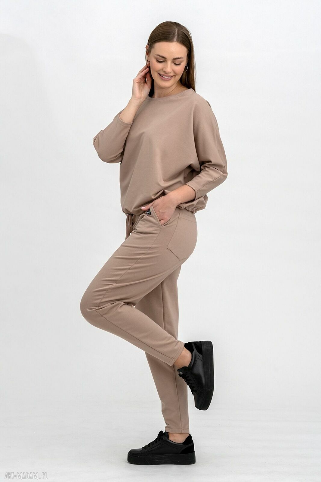 Komplet damski „Verona” cappuccino - wygodny dres z bawełną i elastanem