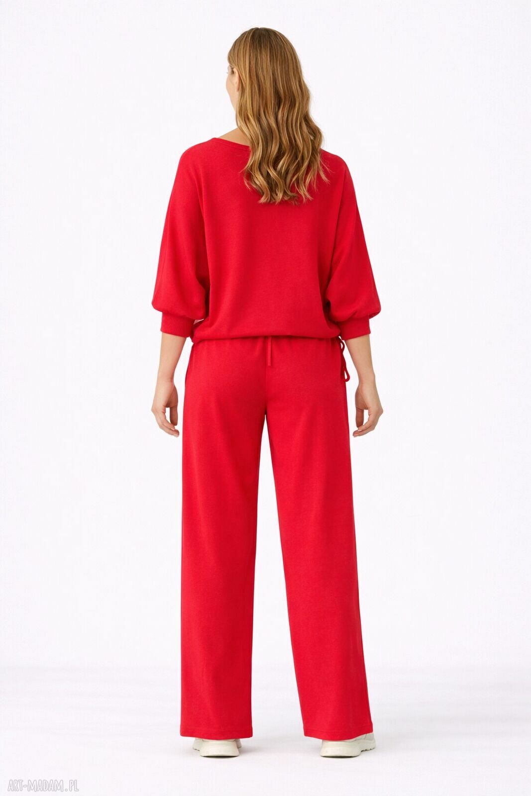 Komplet damski Mila "Malina" - bluza oversize 3/4 i spodnie z kantem