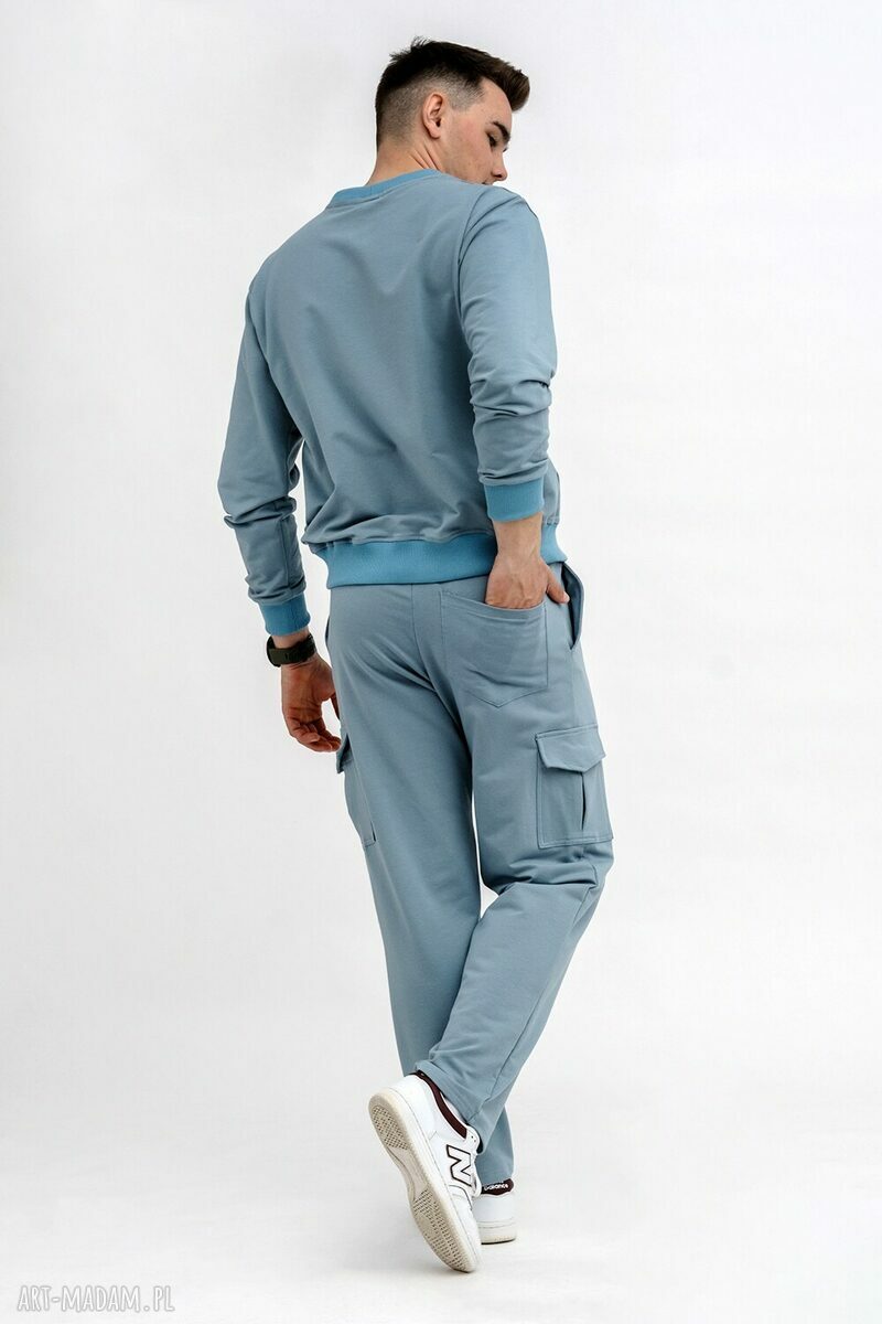 Komplet dresowy męski niebieski: bluza Basic bez kaptura i bojówki