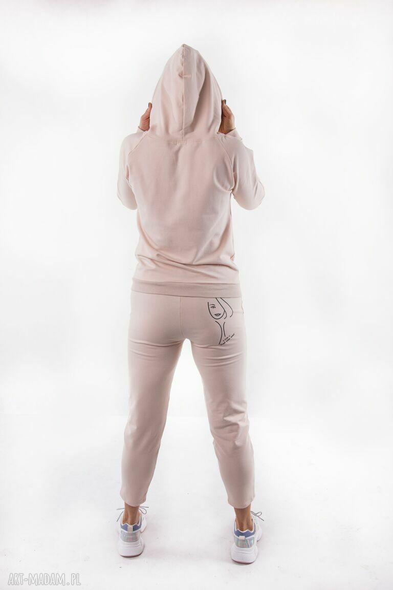 Komplet dresowy Nude Latte - bluza z kapturem i spodnie
