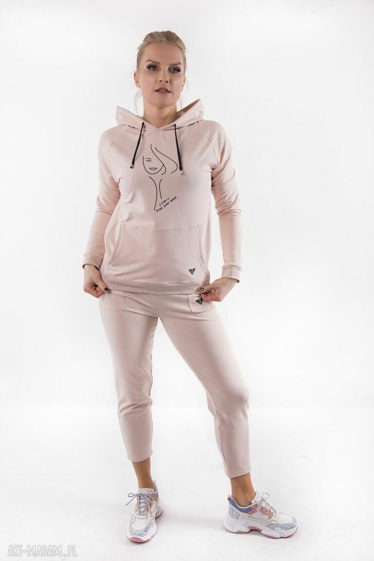 Komplet dresowy Nude Latte - bluza z kapturem i spodnie