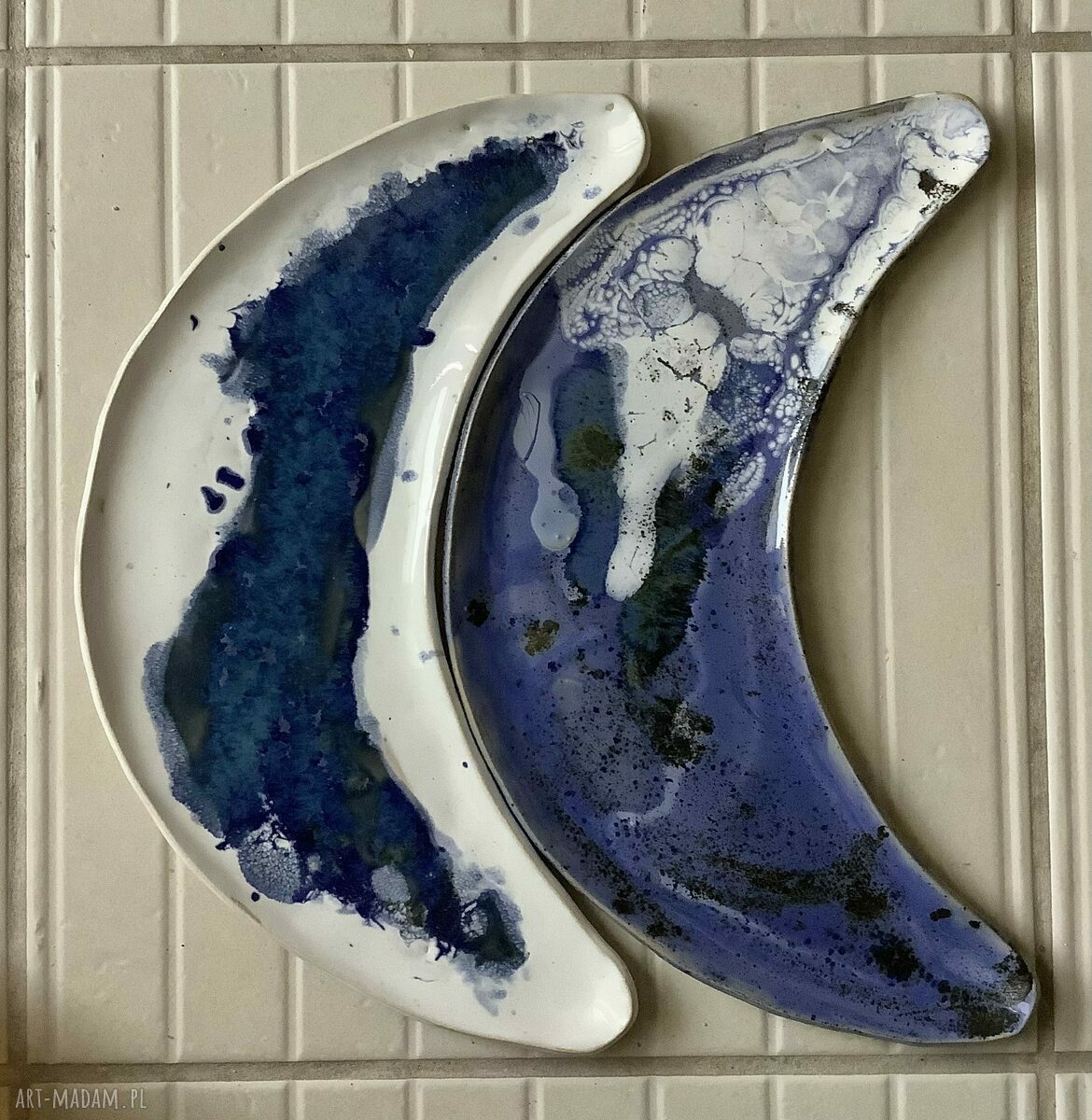 Komplet „Dwa księżyce w nowiu” - ceramiczne talerze do deseru i przystawek (2 szt.)