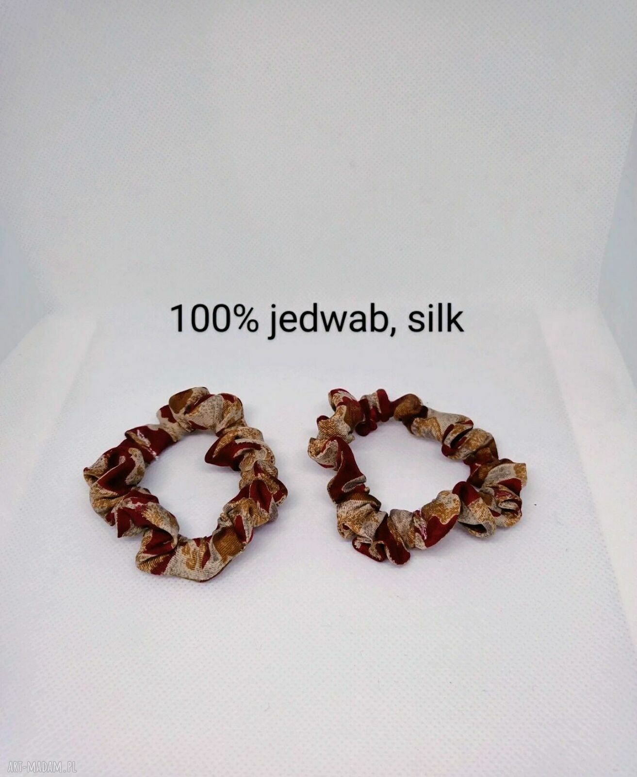 Komplet dwóch jedwabnych gumek do włosów - scrunchie zero waste