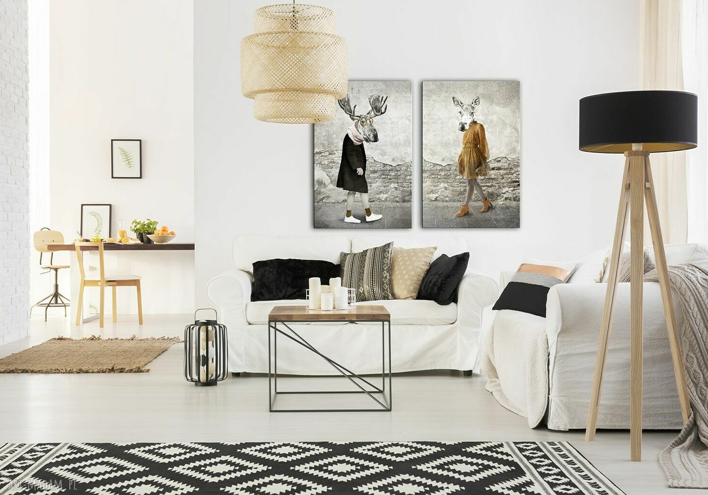 Komplet dwóch obrazów Łoś i Klępa (2 części) 80x120 cm, razem 160x120