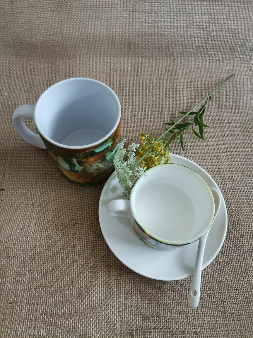 Komplet filiżanka i kubek z porcelany „kolor kobiety” - zielony