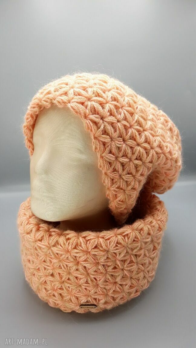 Komplet handmade czapka komin "JAŚMIN I"