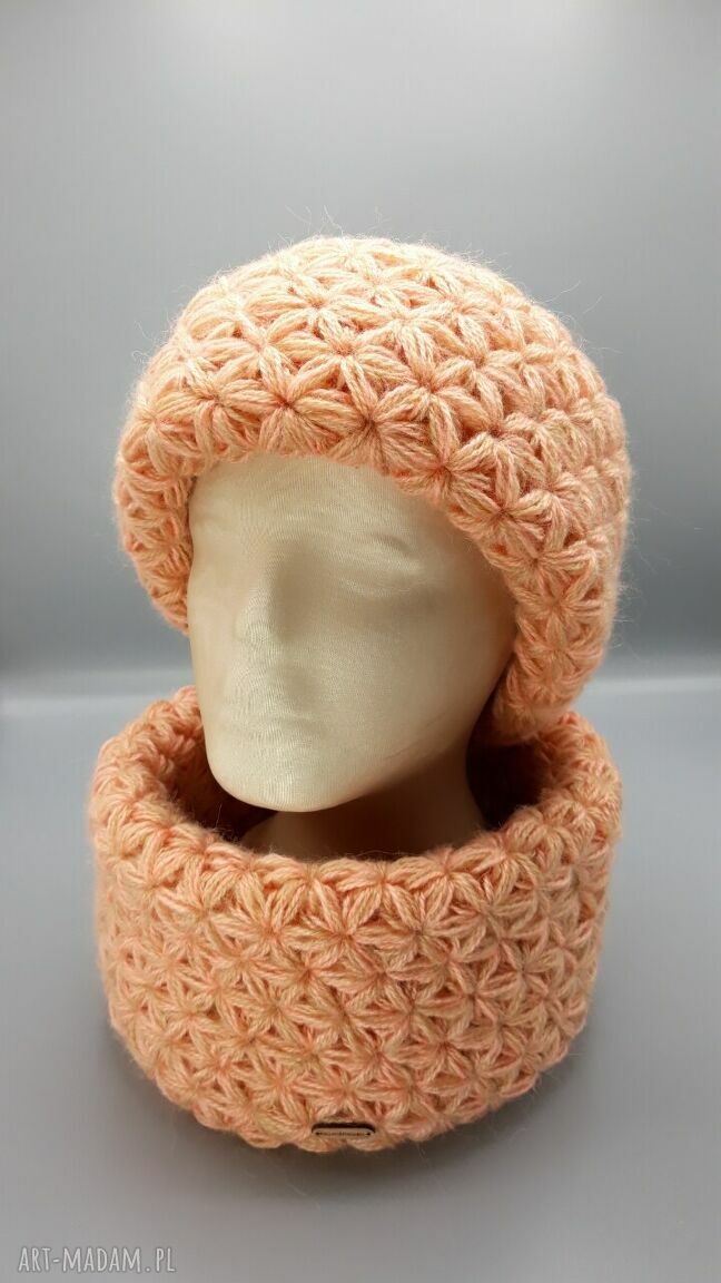 Komplet handmade czapka komin "JAŚMIN I"
