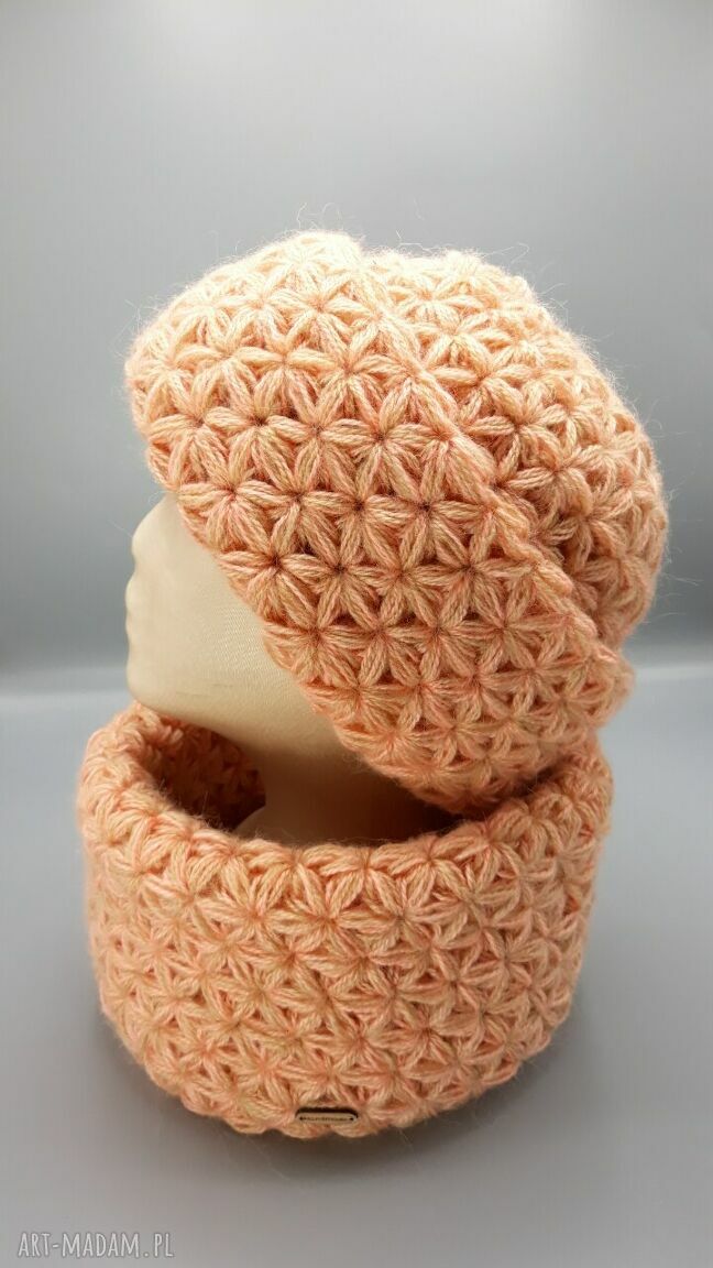 Komplet handmade czapka komin "JAŚMIN I"