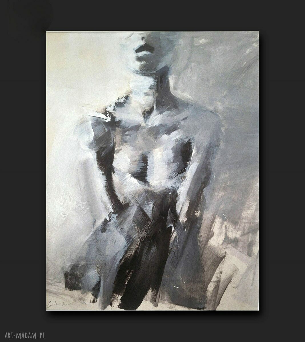 Komplet inkografii 60x70 cm - kobieta szkic Louka w beżach i szarościach