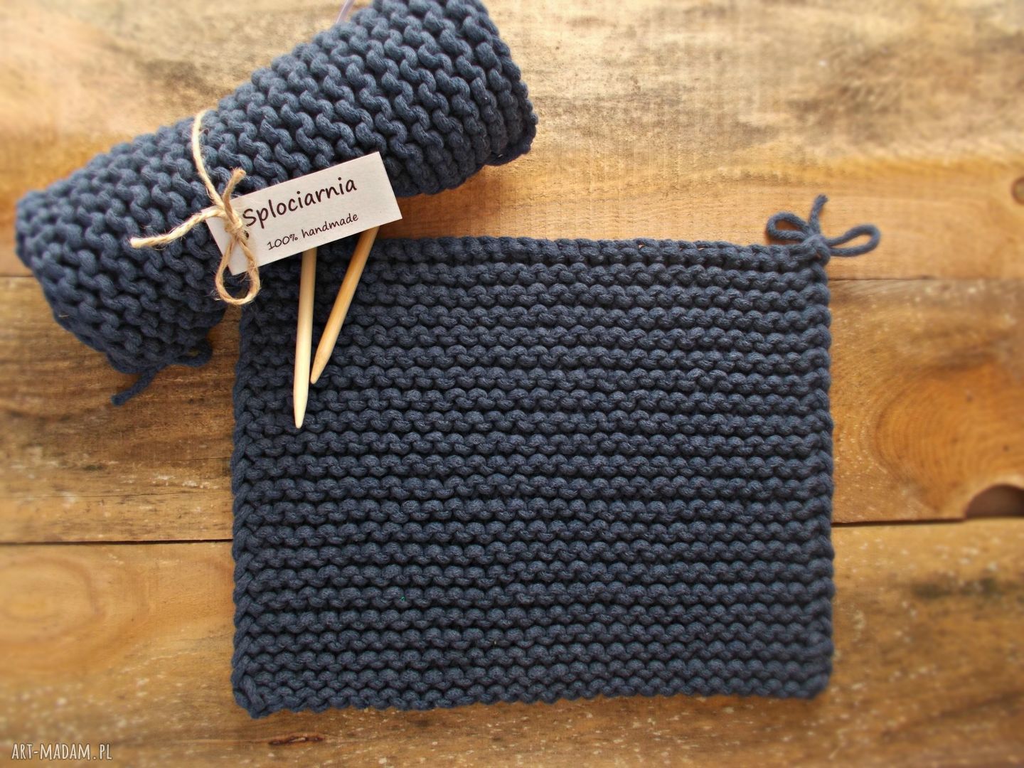 Komplet jeansowych podkładek handmade ze sznurka bawełnianego 2 szt.