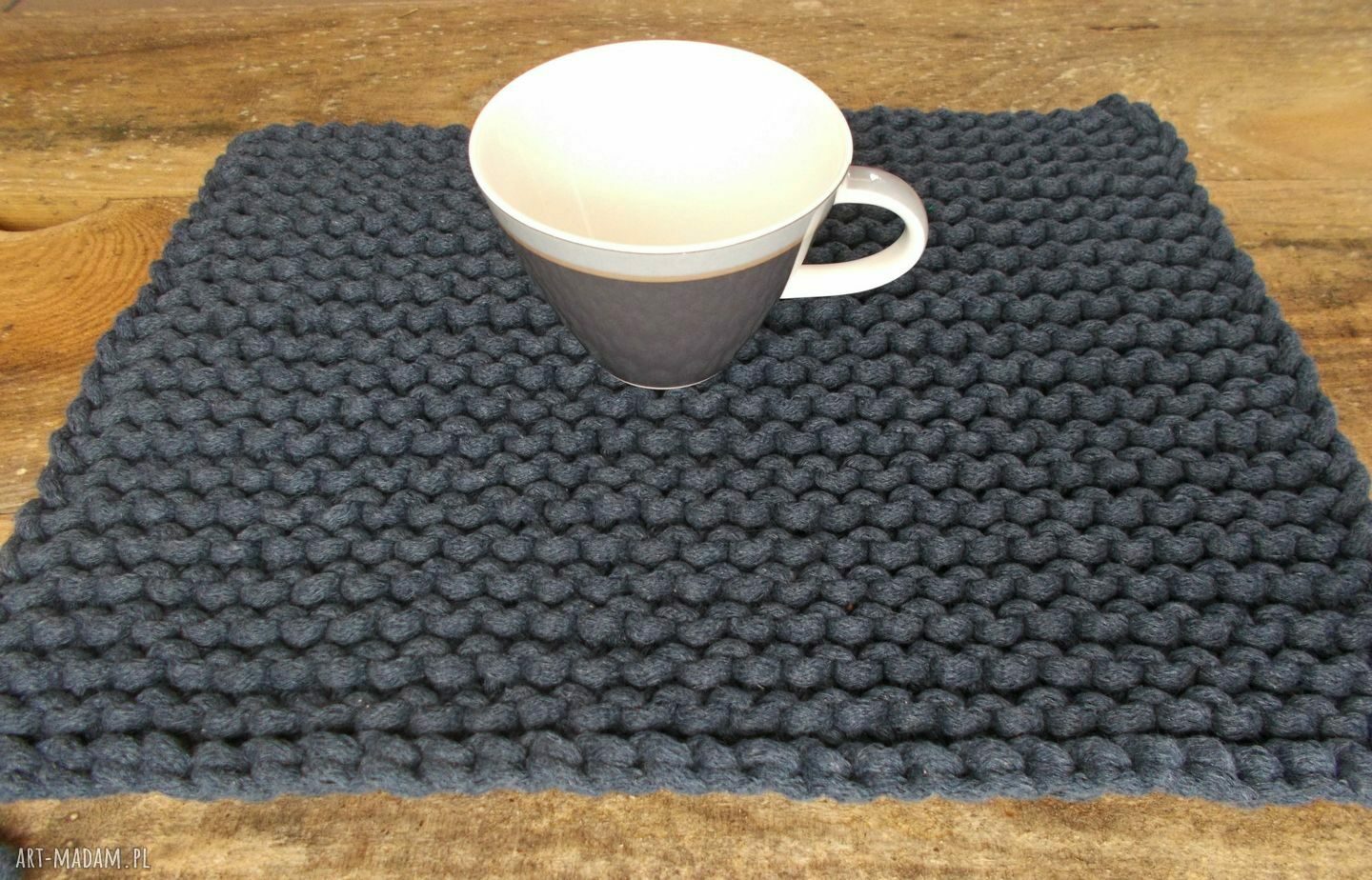 Komplet jeansowych podkładek handmade ze sznurka bawełnianego (2 szt.)