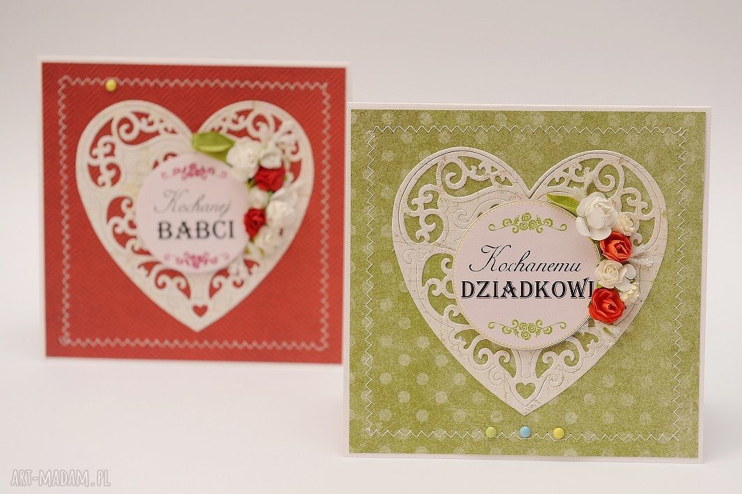 Komplet kartek na Dzień Babci i Dziadka - ręcznie robiony scrapbooking