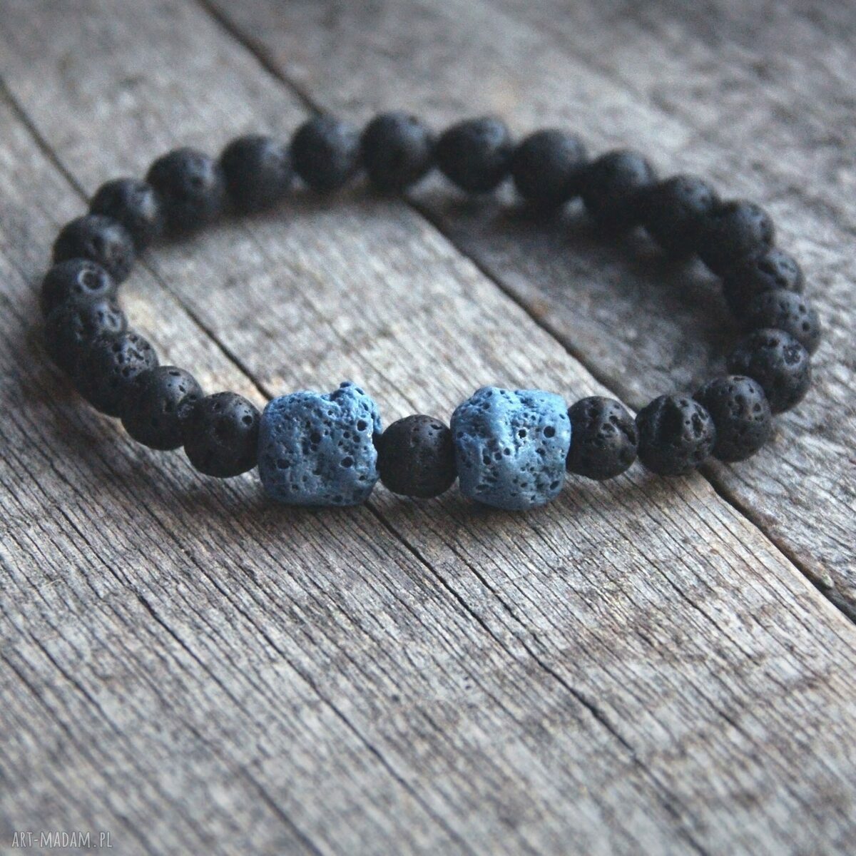 KOMPLET męskich bransoletek:: black'n'blue LAVA