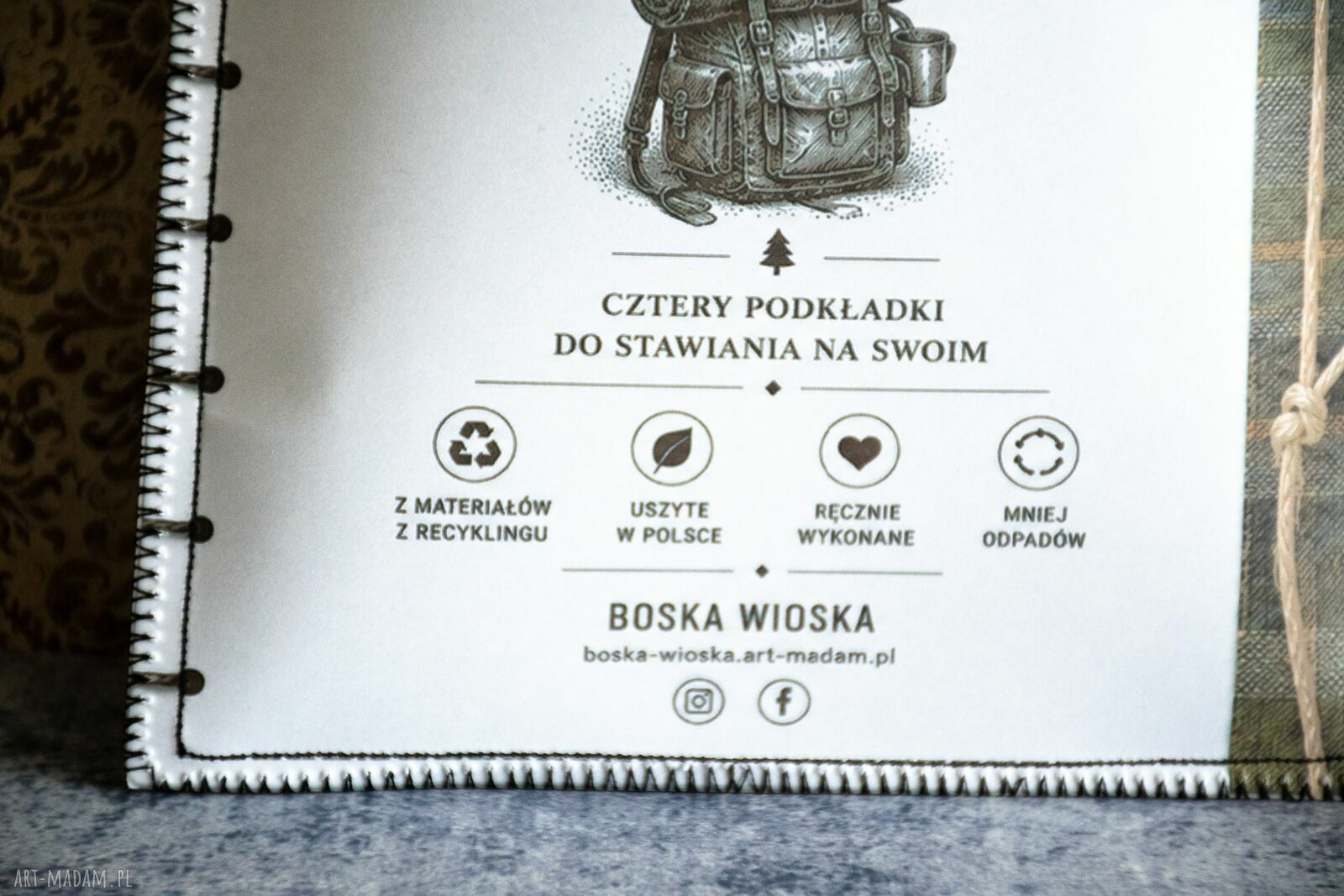 Komplet 4 podkładek z jeansu i flaneli dla podróżnika