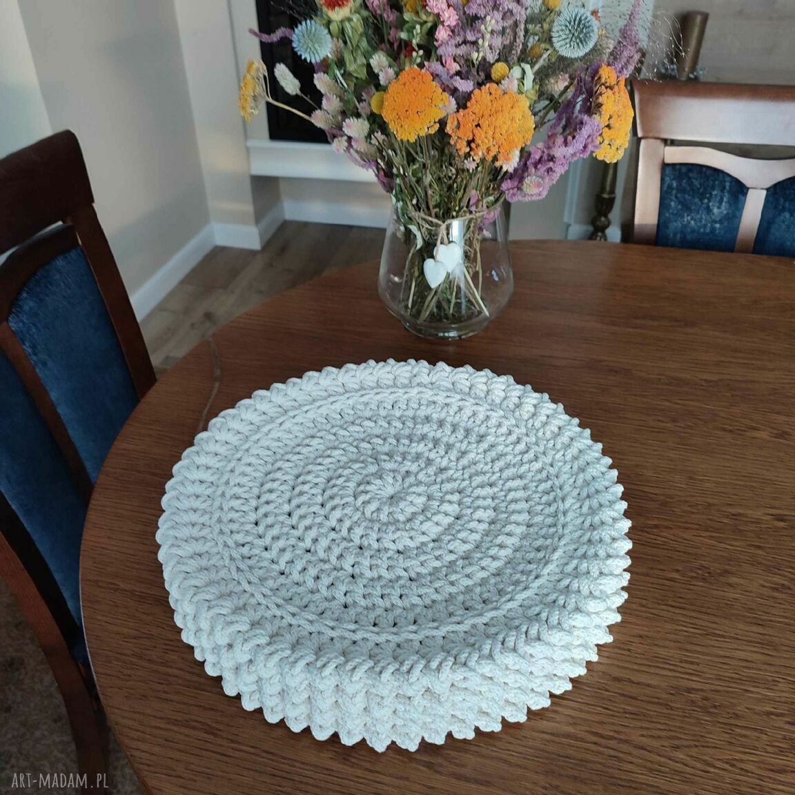 Komplet podkładek pod talerze 4 szt. 38 cm boho ze sznurka bawełnianego