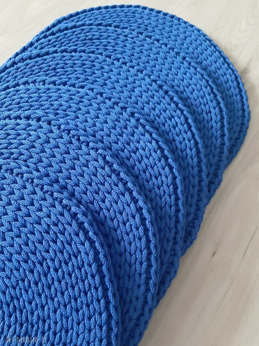 Komplet 6 podkładek ze sznurka bawełnianego 35 cm szafirowe