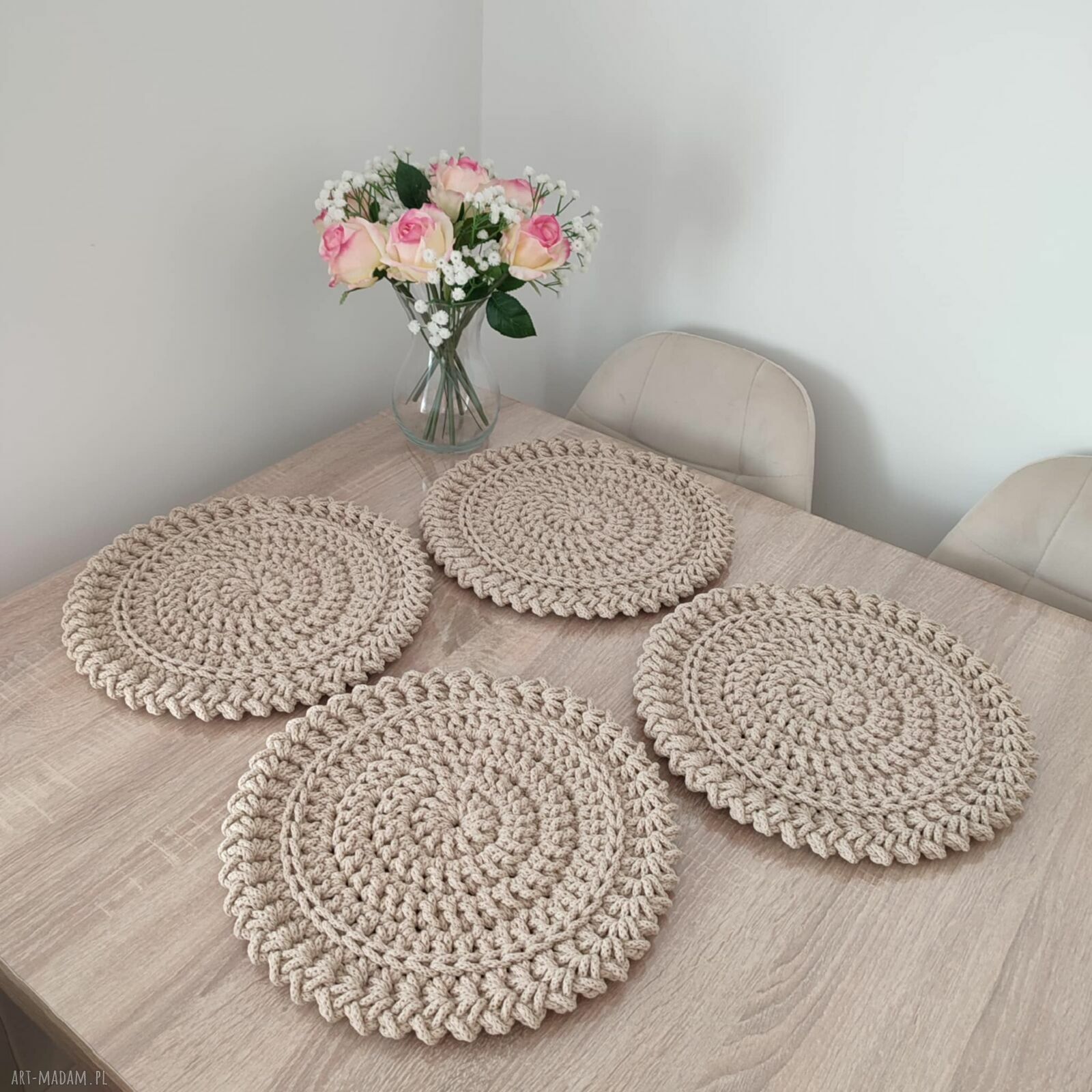 Komplet podkładek ze sznurka pod talerze - 4 szt. (32 cm)