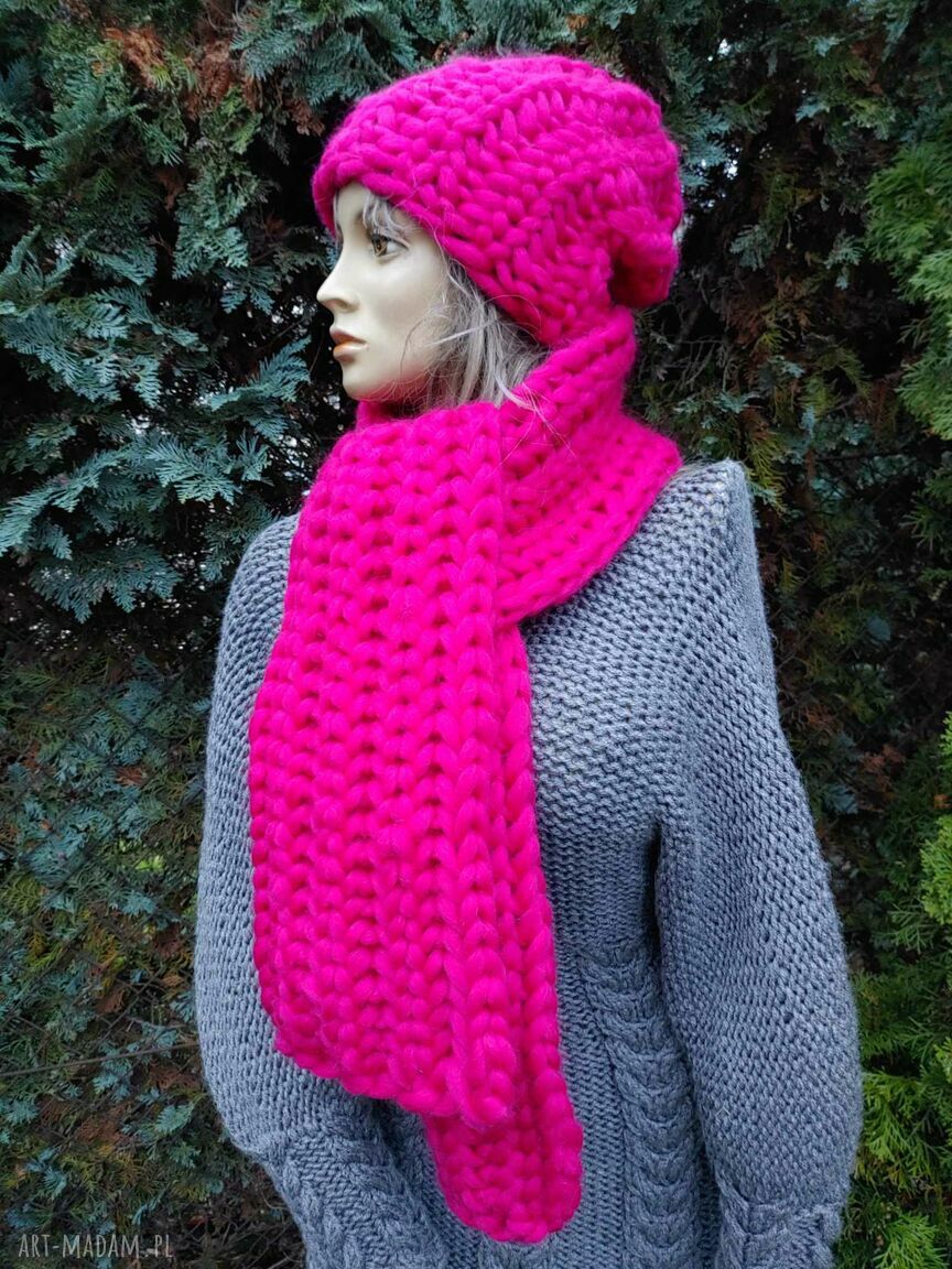 Komplet czapka i szalik z wełny merynosa (100% merino)