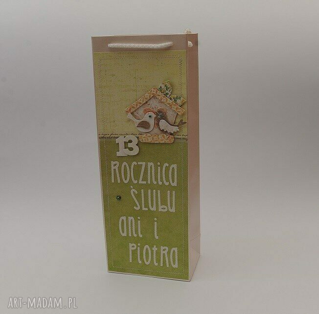 Rocznicowy komplet scrapbookowy: kartka i torebka na wino z personalizacją