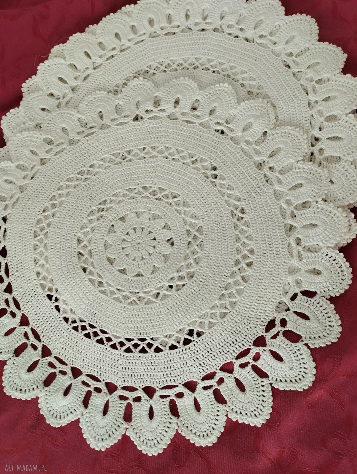 Komplet 6 białych serwetek pod talerz - kordonka bawełniana Aria (ok. 40 cm) - Boruczkowska