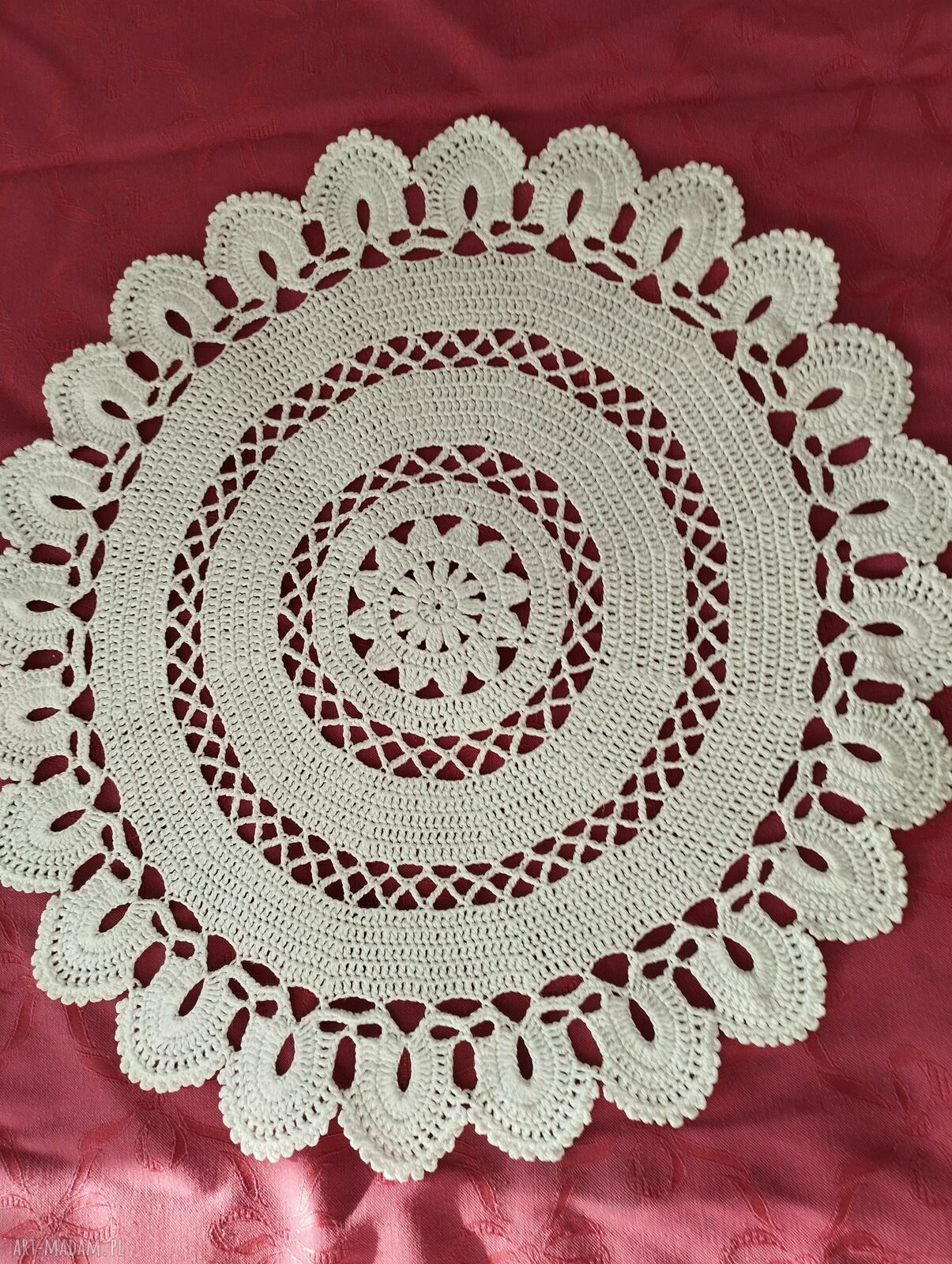 Komplet 6 białych serwetek pod talerz - kordonka bawełniana Aria ok. 40 cm - Boruczkowska