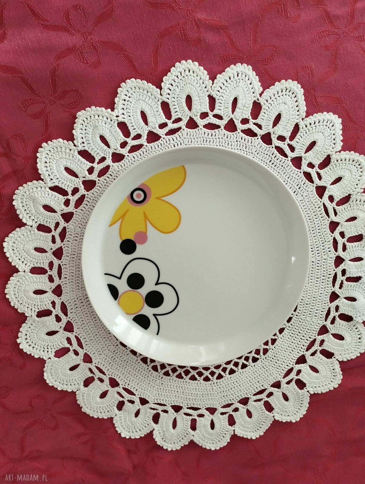 Komplet 6 białych serwetek pod talerz - kordonka bawełniana Aria (ok. 40 cm) - Boruczkowska