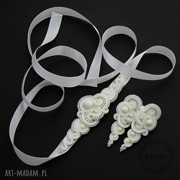 Komplet ślubny rosaline milky soutache sutasz śmietankowy zestaw