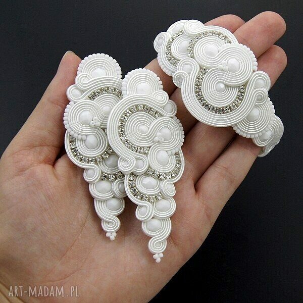komplet ślubny soutache denire white ręcznie zrobione