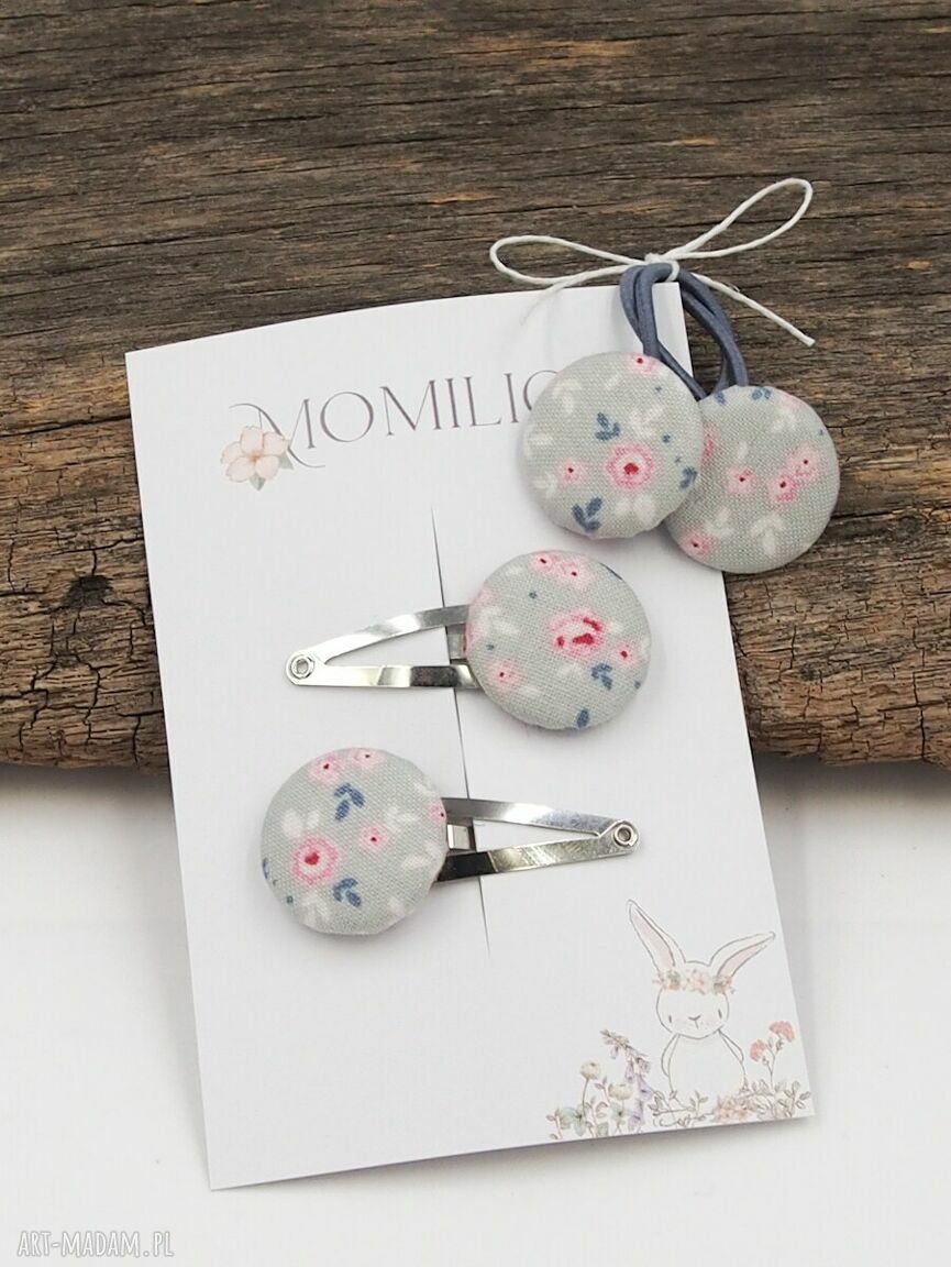 Komplet do włosów Rosie - gumeczki i spineczki w różyczki
