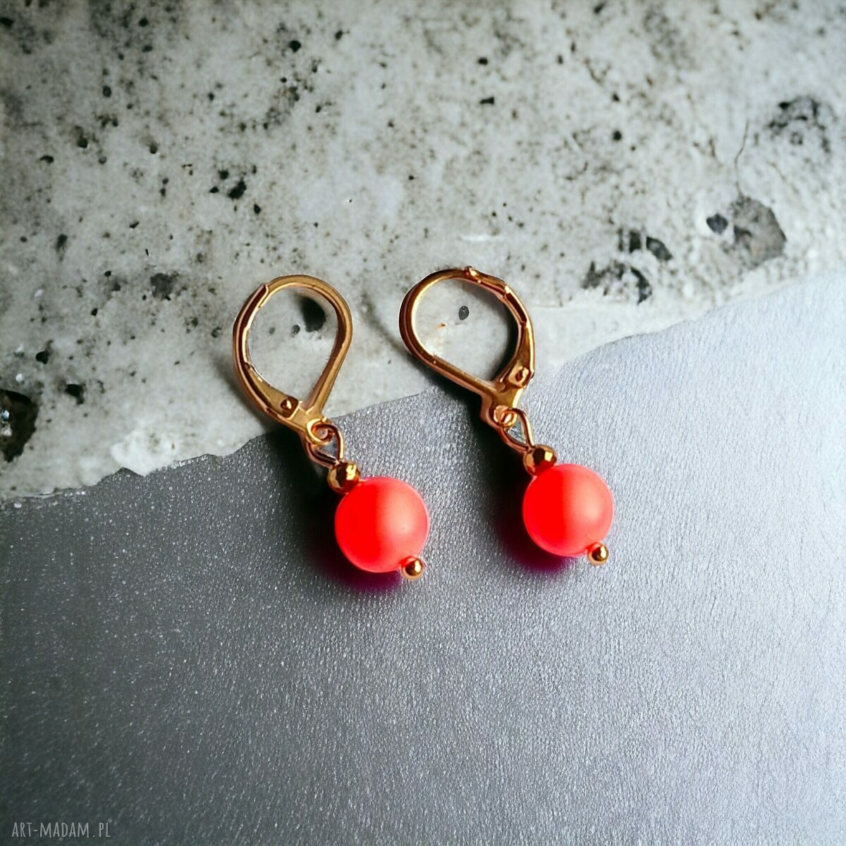 Komplet Swarovski Neon Pearls TWO Neon Orange - naszyjnik i kolczyki
