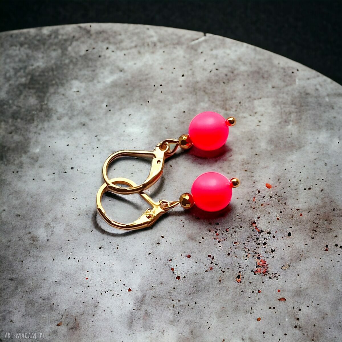 Neonowy komplet Swarovski neon pearls TWO - neon red: naszyjnik i kolczyki