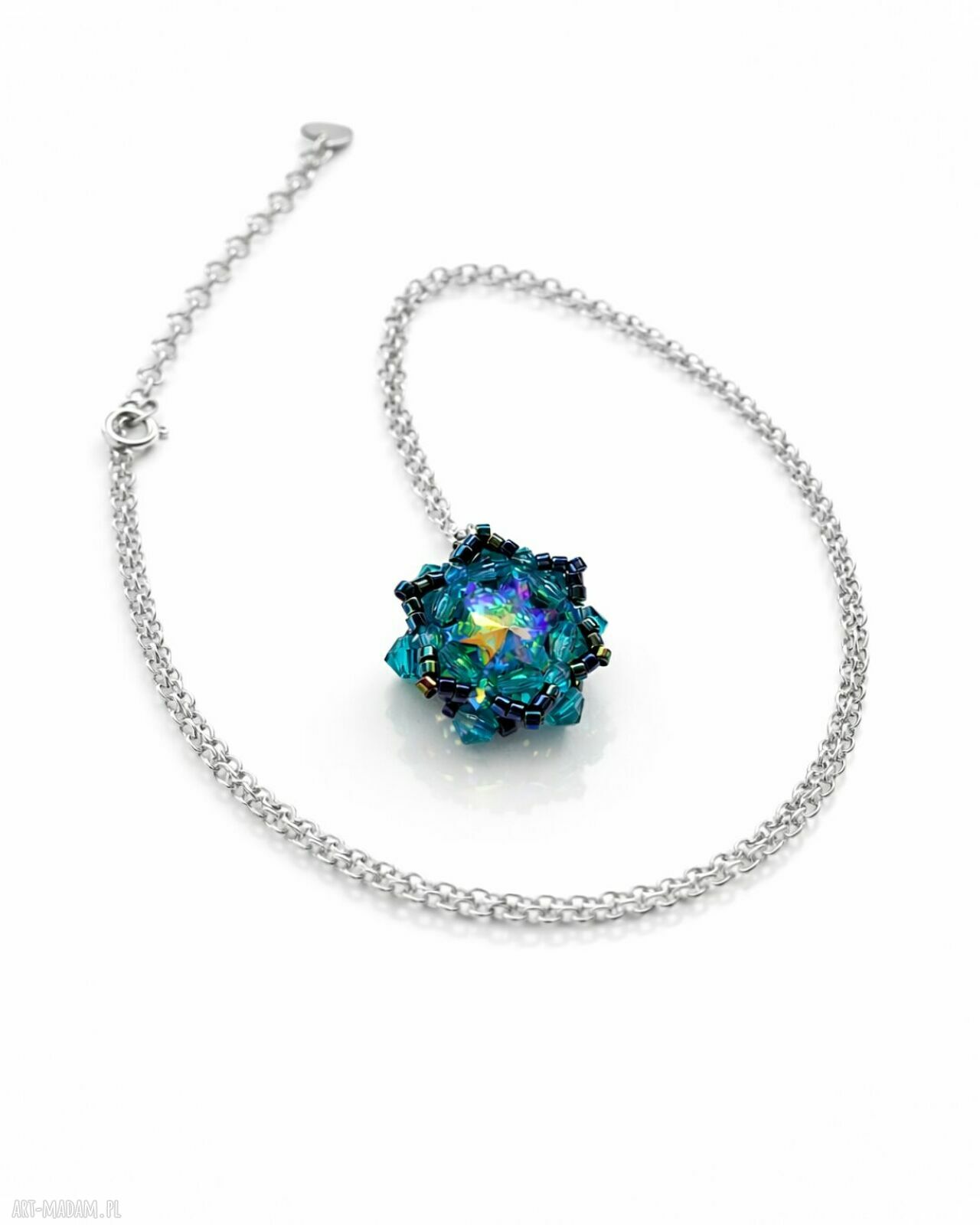 Komplet Zircon Maxima w turkusowych odcieniach - kolczyki i naszyjnik Crystal AB
