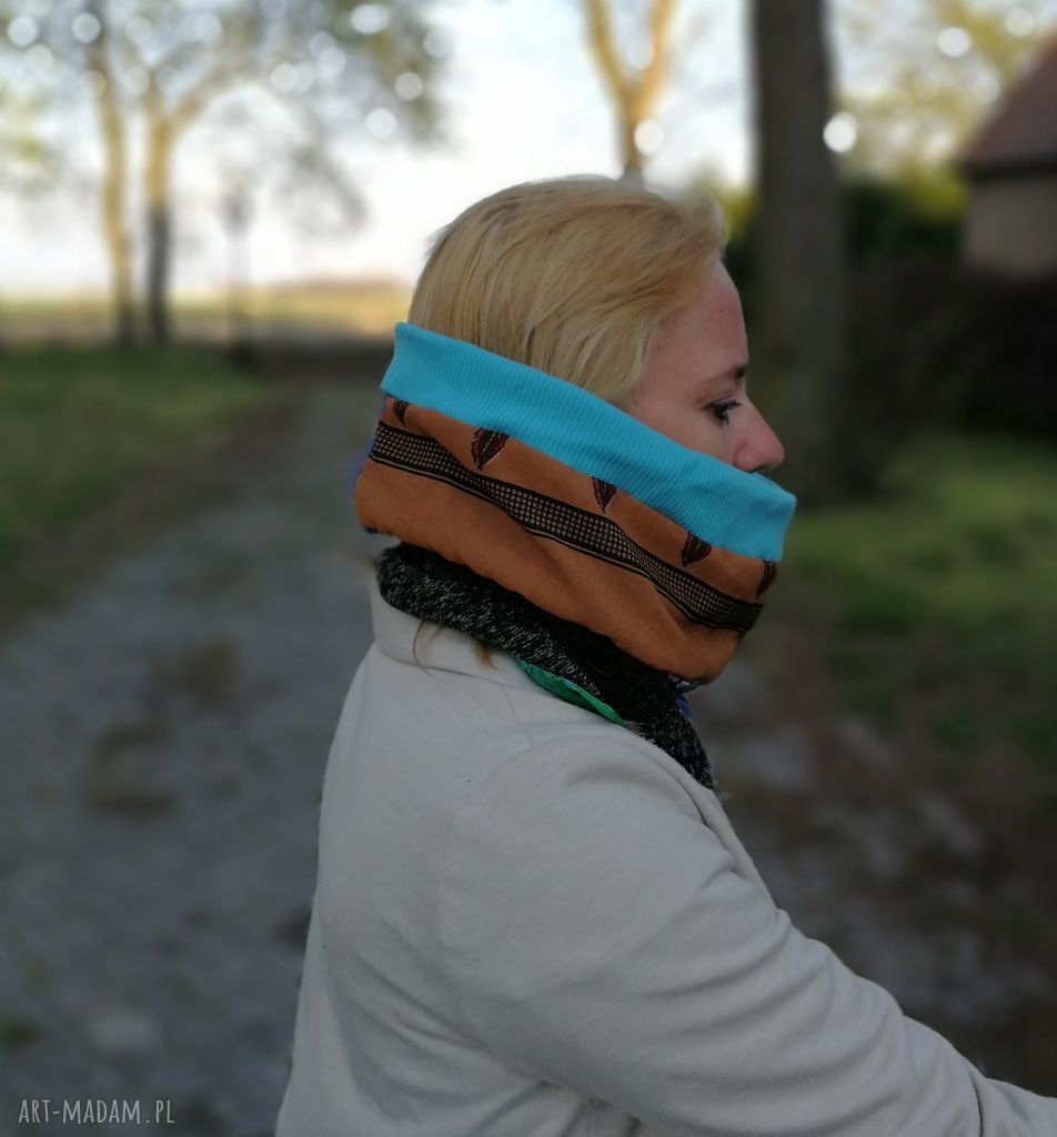 Komplet wiosenny patchworkowy etno boho - czapka i komin handmade