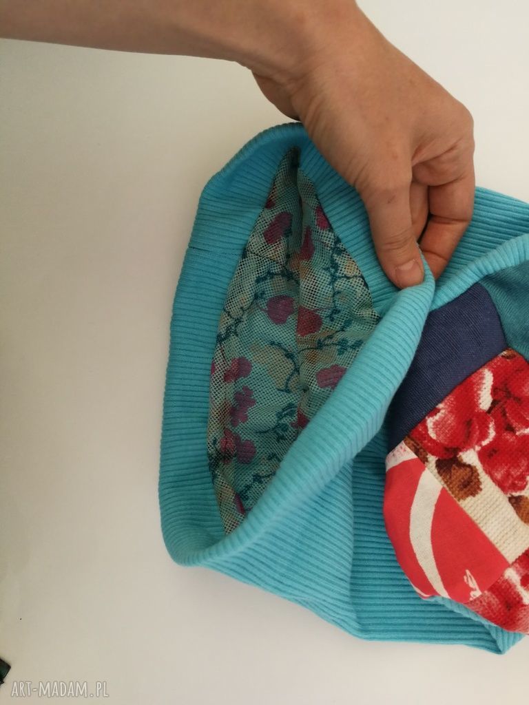 Komplet wiosenny patchworkowy etno boho - czapka i komin handmade