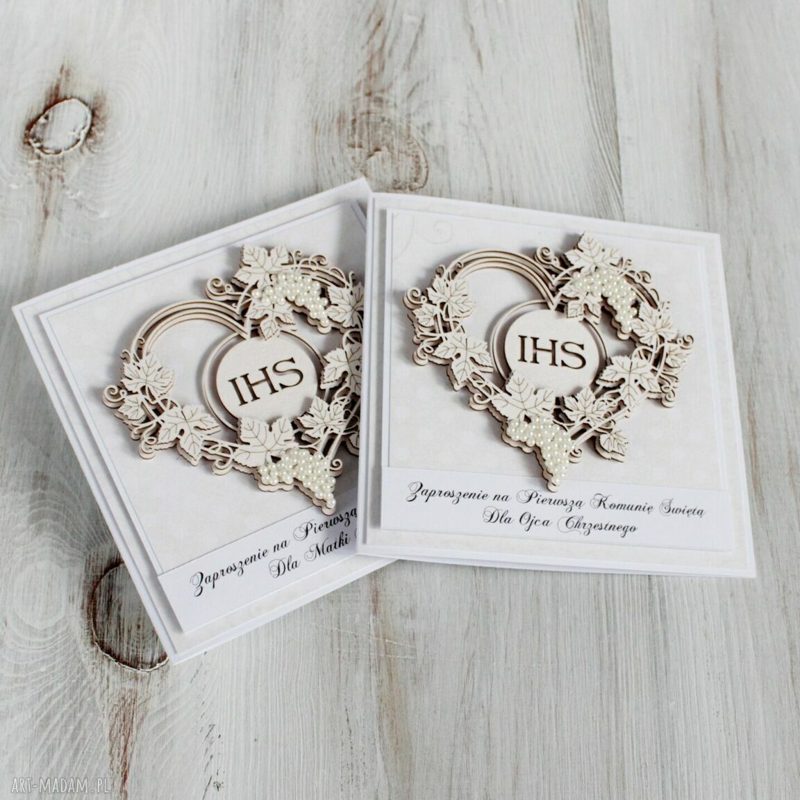 zaproszenie: Komplet zaproszeń na Komunię dla Rodziców Chrzestnych Matka Chrzestna