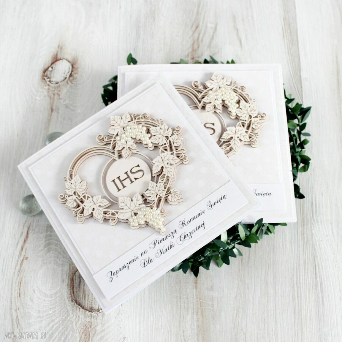 Komplet zaproszeń komunię dla rodziców chrzestnych matka
