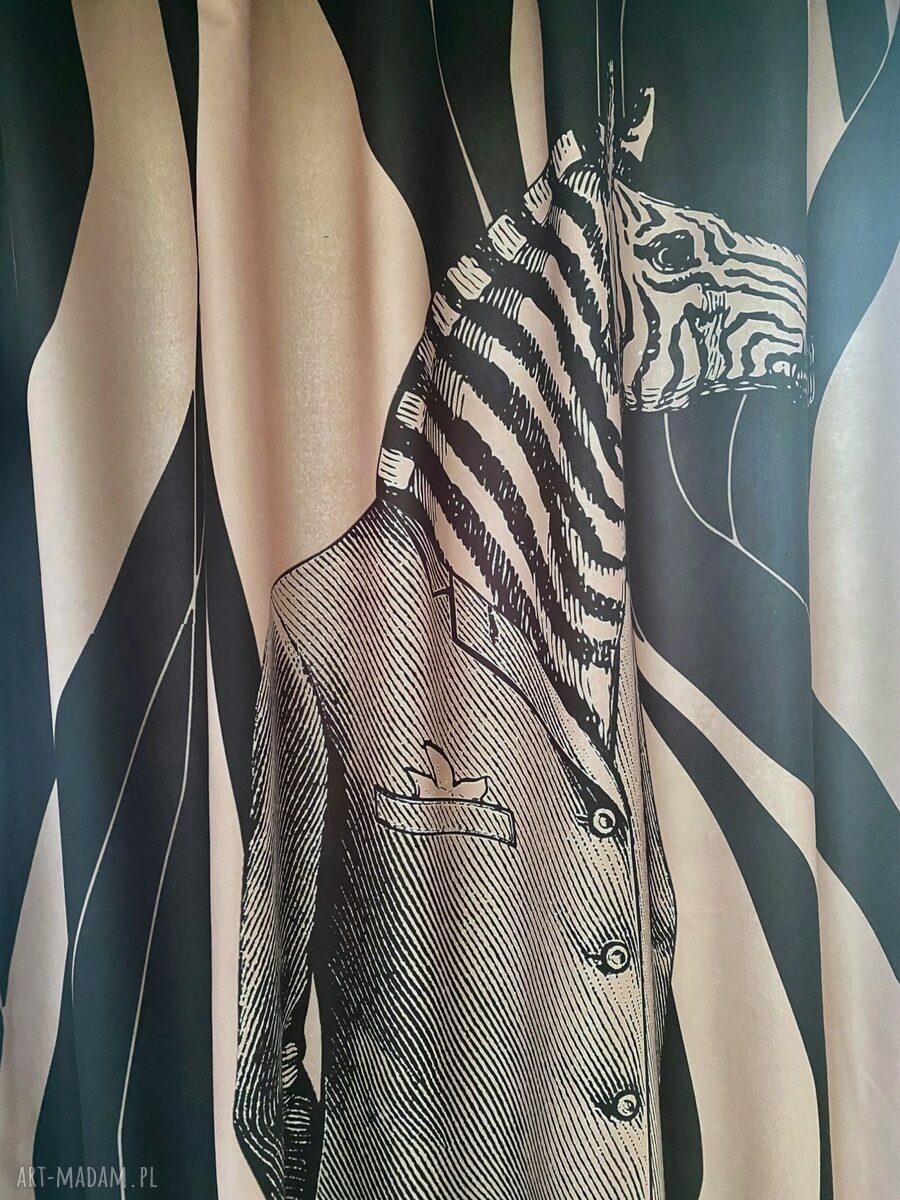 Komplet zasłon Zebra do sypialni boho - zaciemniające i welwetowe