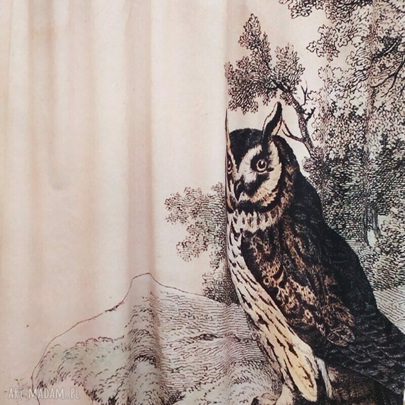 Komplet aksamitnych zasłon Sowy - vintage boho z zaciemniającą podszewką