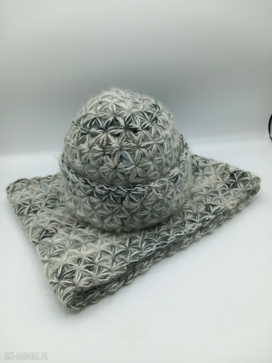 Komplet handmade czapka komin „Jaśmin IV” - ciepły ścieg jaśminowy